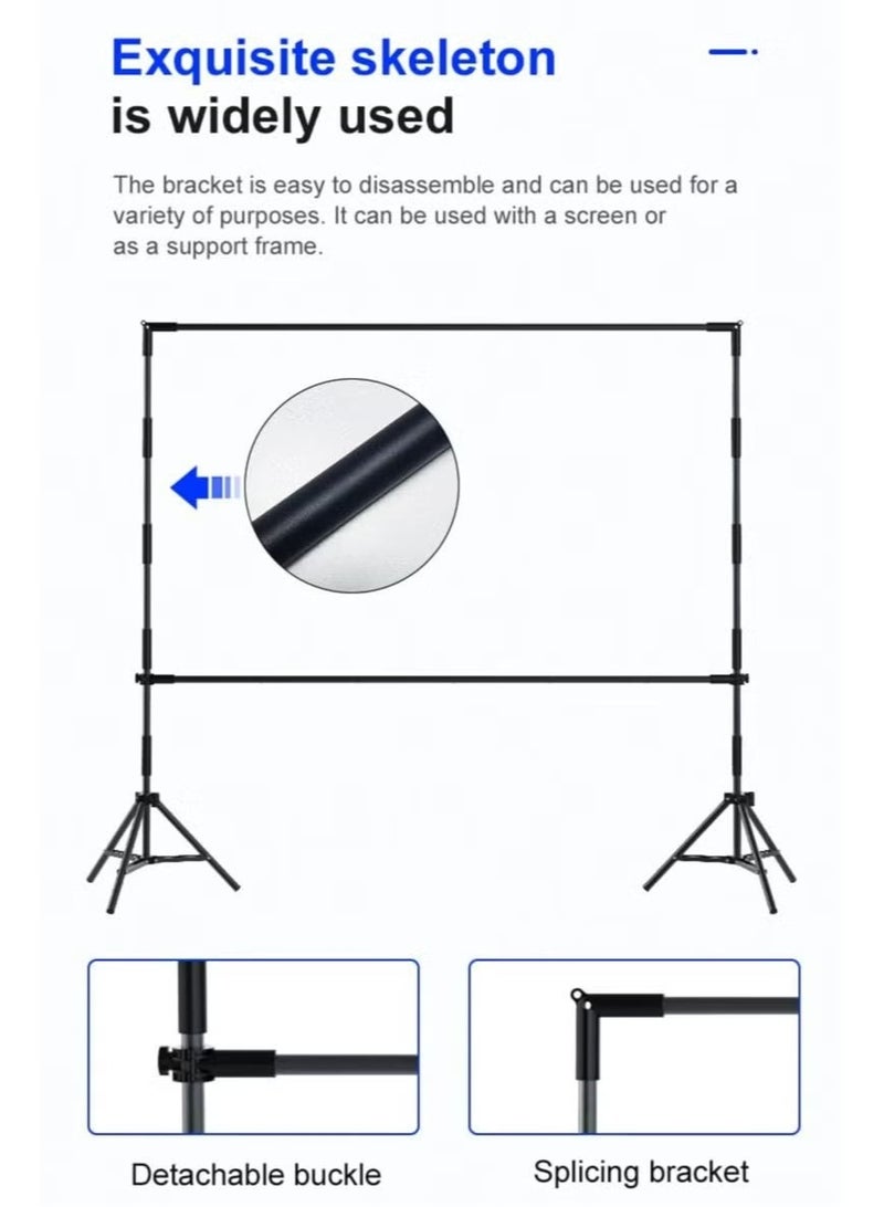 M.A&F's Projector Screen with Stand -120 inch 16:9 4K HD Portable Outdoor Indoor Projector Screen Rear Front Projection Screen Lightweight Movie Screen with Four-Legged Frame Carry Bag for Home Theater - Image 2